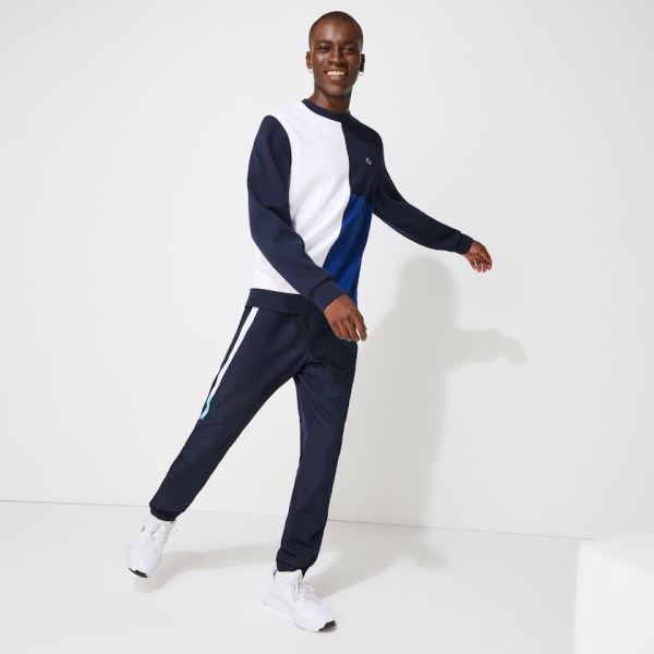 Lacoste SPORT Lightweight Color-Block Track Pants Pánské - Kalhoty Tmavě Blankyt Blankyt / Bílé / Ty